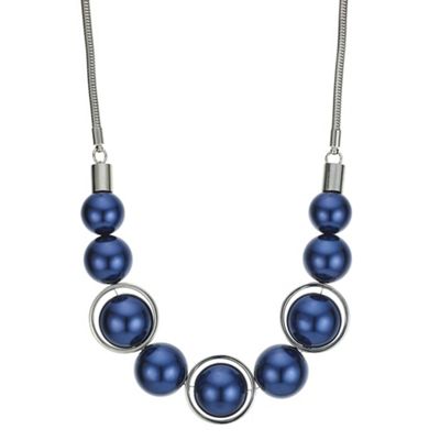 Designer blue pearl sphere necklace